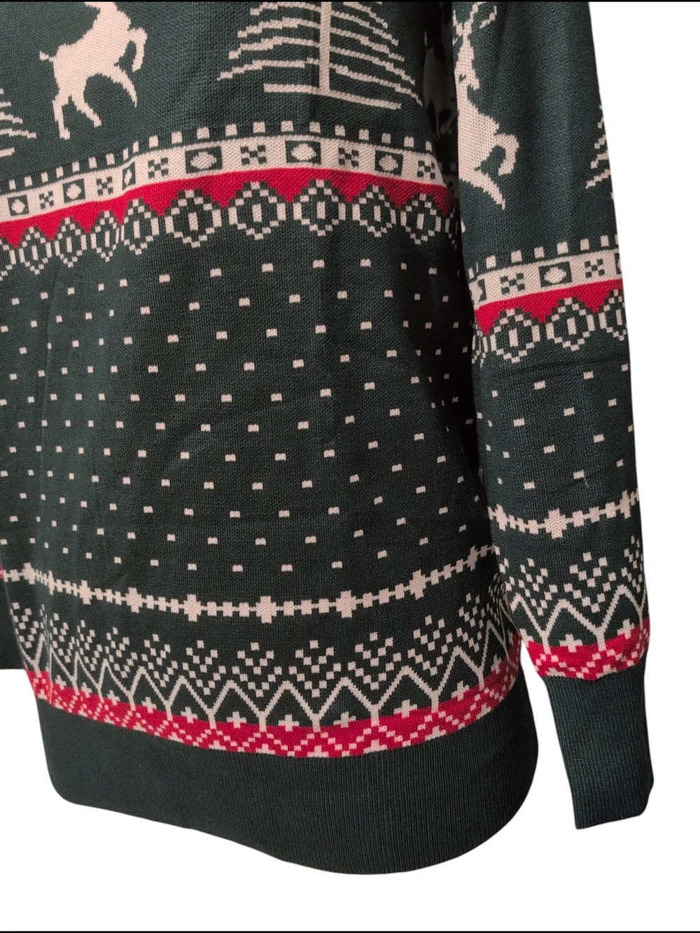 Nwt Asklazy Green Reindeer Fair Isle Sweater Stretch Casual Travel Medium
